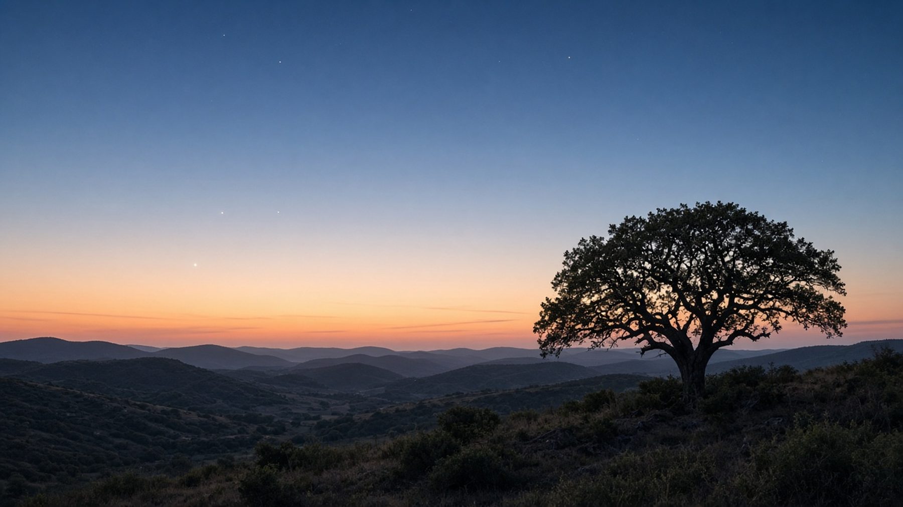 Venus above Texas hills at dusk.